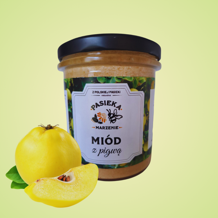 Miód wielokwiatowy z pigwą 470g z naturalnej polskiej pasieki