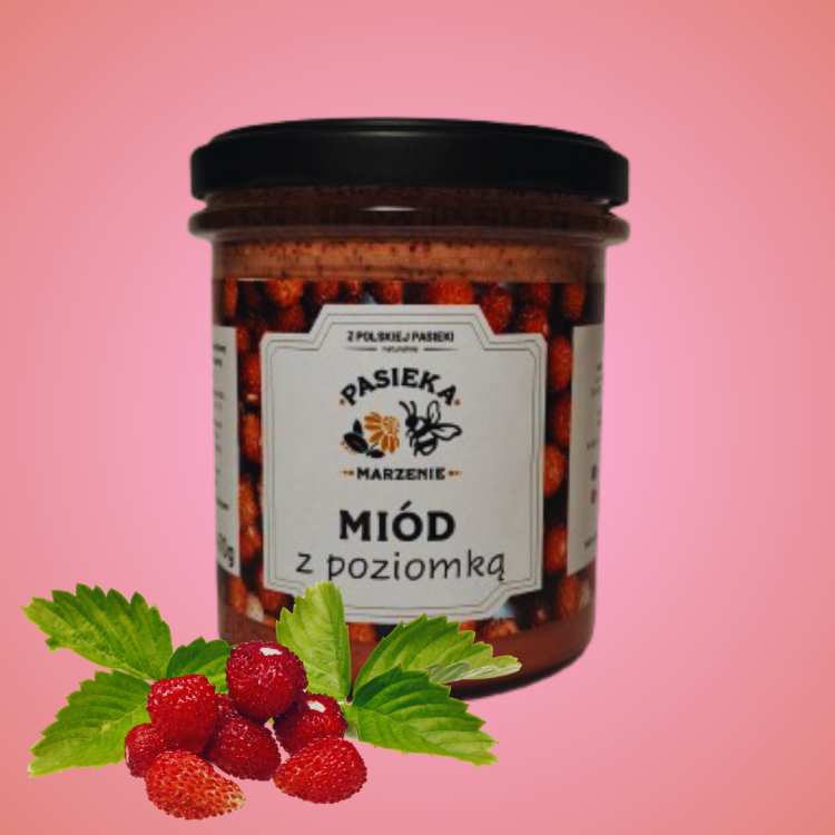 Miód z poziomką 470g z naturalnej polskiej pasieki